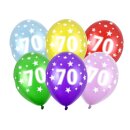 10 Bunte Ballons 70. Geburtstag im Farbmix mit Zahlen