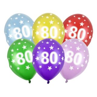 10 Bunte Ballons 80. Geburtstag im Farbmix mit Zahlen