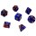 7er W&uuml;rfelset 4-20 Seitig 2Farbig Galaxy Glitter Blau_Violett_Gold