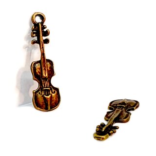 10er Set Mini Anh&auml;nger silber oder Kupferfarben Geige