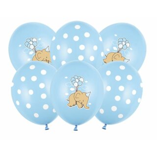 6*Ballon-Sets New Baby Hellblau und Rosa Elefant