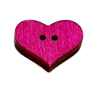 Herz-Kn&ouml;pfe Pink aus Holz 20 x16mm