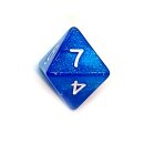 8-Seitige W&uuml;rfel Blau-Glitter mit Zahlen 1-8 W8