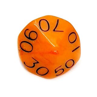 10-Seitige W&uuml;rfel Orange mit Zahlen Schwarz 00-90 W10