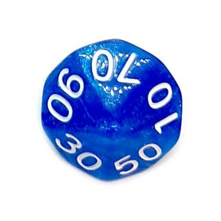 10-Seitige W&uuml;rfel Blau-Glitter mit Zahlen 00-90 W10