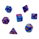 7er W&uuml;rfelset 4-20 Seitig 2-Farbig Violett-Mittelblau