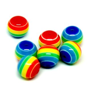 Kunststoff Kinder Basteln,Modeschmuck/ CSD Perlen mit Regenbogen Motiven 2cm 