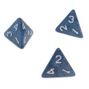 4-Seitige Glitzer-Blau W&uuml;rfel silber Eck-Zahlen W4 D4
