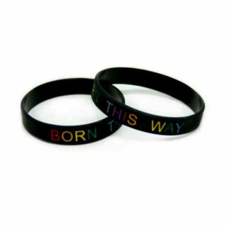 Armband schwarz mit Born This Way Schriftzug 12mm